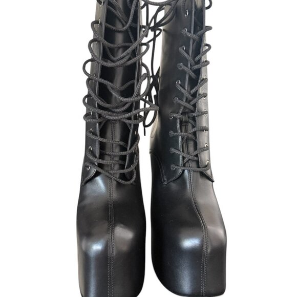 YSL Saint Laurent 690765 Women's Mina 95 Black Platform Leather Boots sz 38.5 - Picture 3 of 15